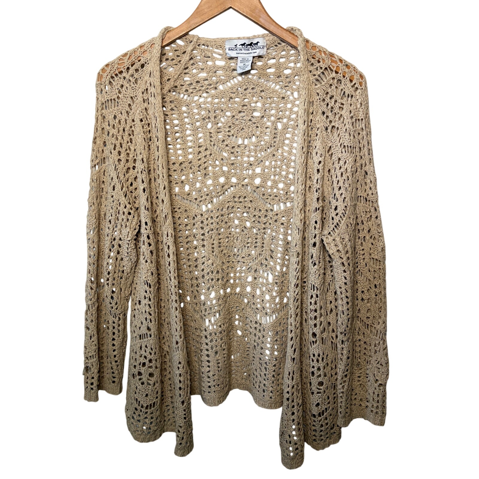Back In The Saddle Sweater Open Knit Cardigan Ethereal Crochet Cottagecore M